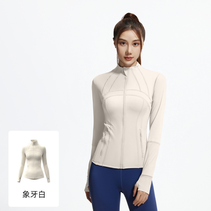 やせているIuIu春秋deflneと同じタイプのフィットネス通気性弾力ポケットランニング運動ヨガ服コート|undefined