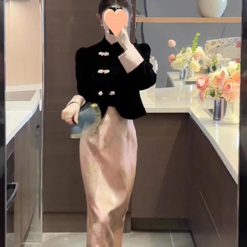新中式国风丝绒上衣2025春秋新款气质一整套入秋穿搭时尚套装女装|undefined