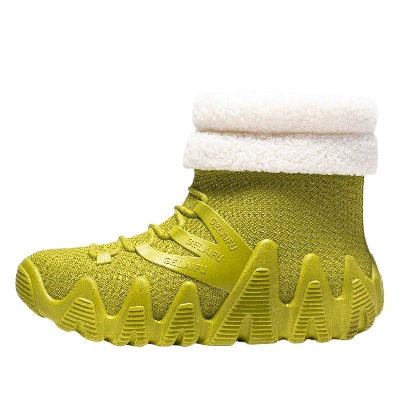 Водонепроницаемые мужские зимние сапоги среднего размера из ПВХ, нескользящая модная повседневная теплая Рабочая резиновая обувь двойного назначения с утолщенным низом на флисовой подкладке