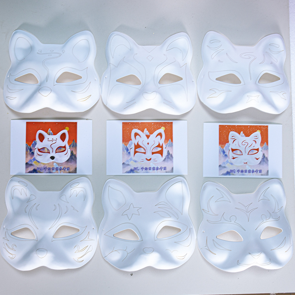Nueva línea de gancho, máscara de pulpa de zorro blanco puro, maquillaje facial de la ópera de Pekín, bricolaje para niños, pintada a mano, pasta blanca
