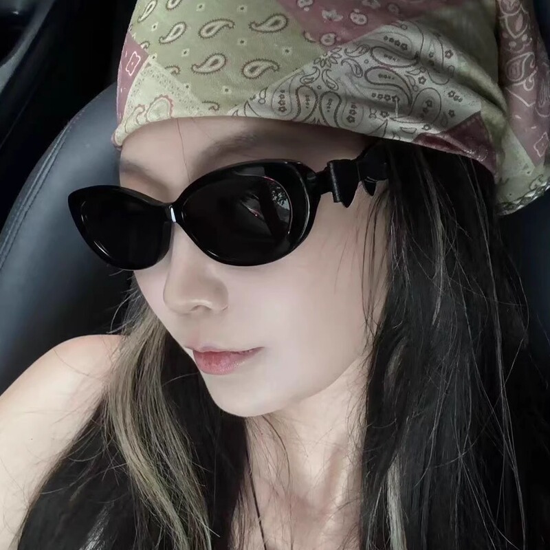 2025 New Cat-Eye Sunglasses with a Chanel-Style Leather Bow, Narrow Frame, Korean Style, High-End Feel 2025 New Cat-Eye Sunglasses with a Chanel-Style Leather Bow, Narrow Frame, Korean Style, High-End Feel