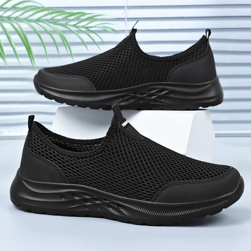 Men's Summer Mesh Breathable Odor-Controlled Casual Slip-On Shoes Private Domain Gift Shoes Plus Size Dad Shoes