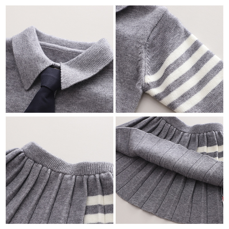 Autumn and Winter New Girl's Shirt Top JK Skirt Sweater Academy Style Two Piece Children's Internet Red Set_voghion.com