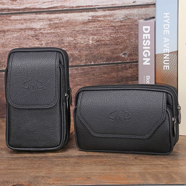 Simple Men's Business Wear Belt Waist Bag Wear-Resistant Waterproof Work Bag Large Capacity Coin Purse Mobile Phone Bag Waist Bag