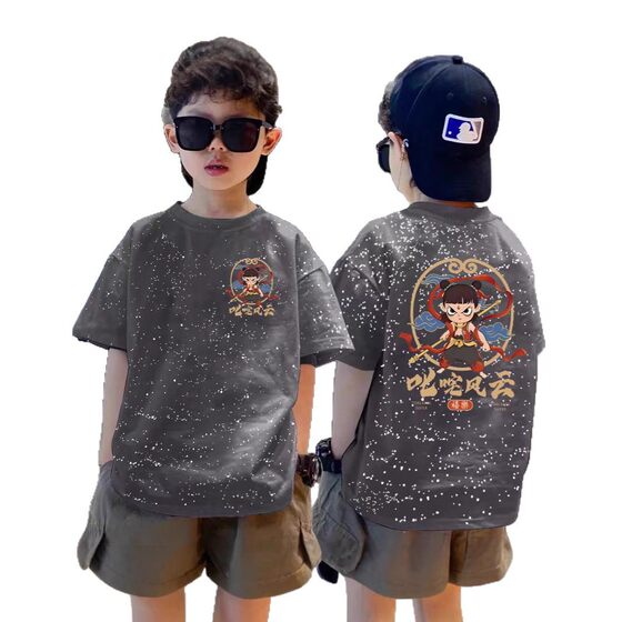 100% Cotton Boys Star Short-sleeved T-shirt Summer New Children's Cartoon Trendy Half-sleeved Top Children's Wear