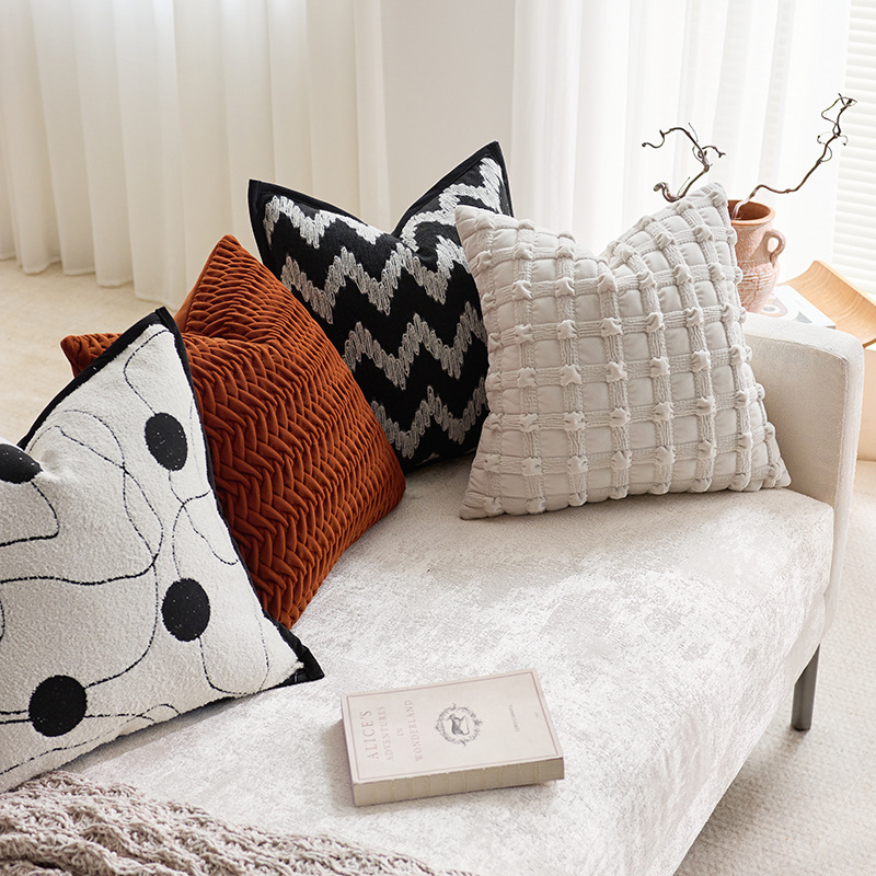 almohada de burbuja de crema sofá de color sólido almohada de sala de estar modelo cojín de habitación lujoso ligero versátil de alto nivel se siente el viento