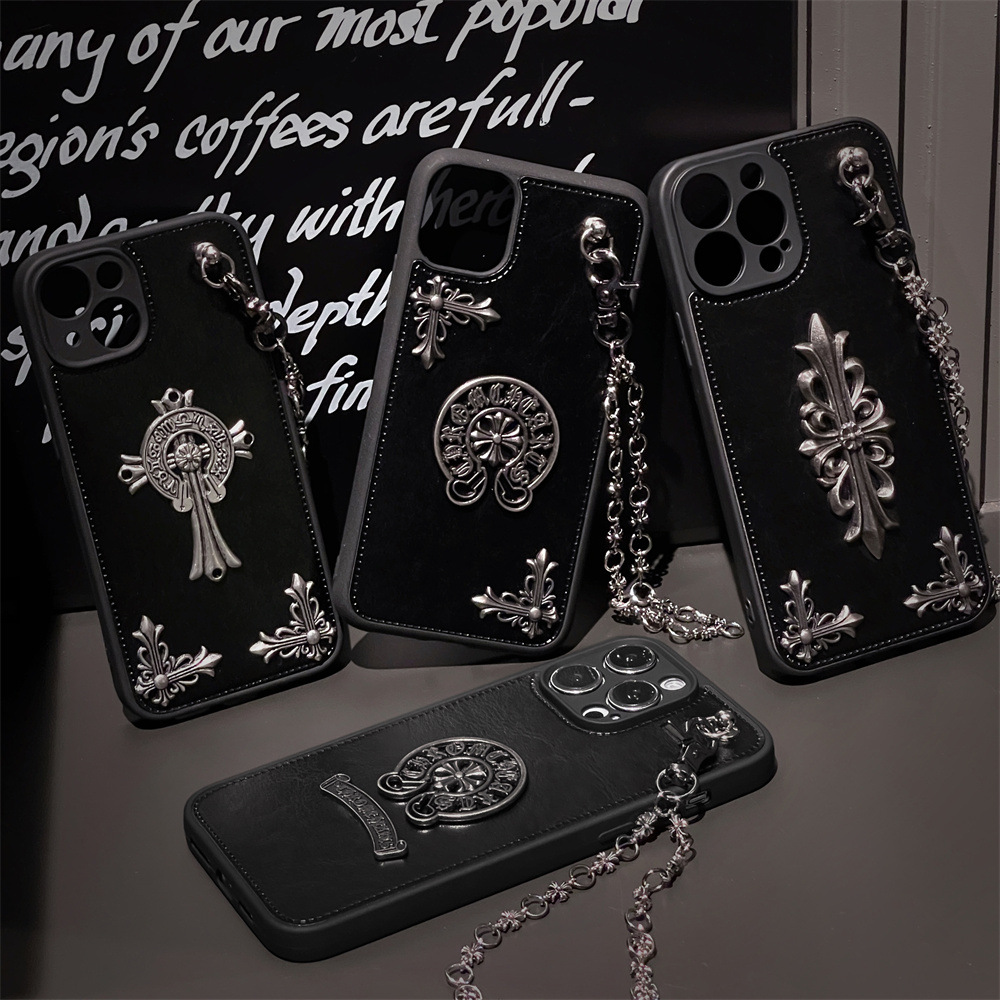 Crow Heart Cross Leather Case Suitable for Apple Mobile Phones Iphone15/17/13/12/11/Pro/Max