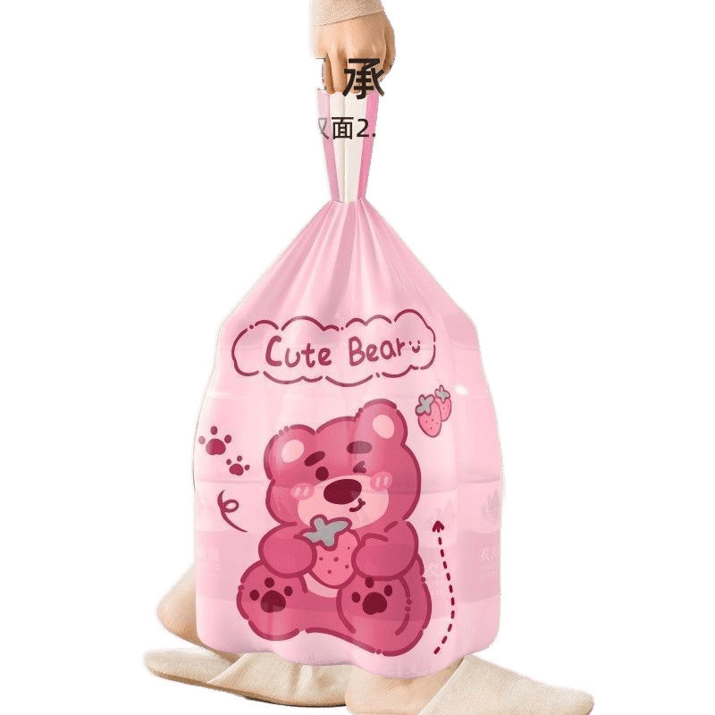 プリントイチゴクマゴミ袋肥厚家庭用ポータブル巾着キッチン閉鎖特殊ビニール袋大型リビングルーム|undefined