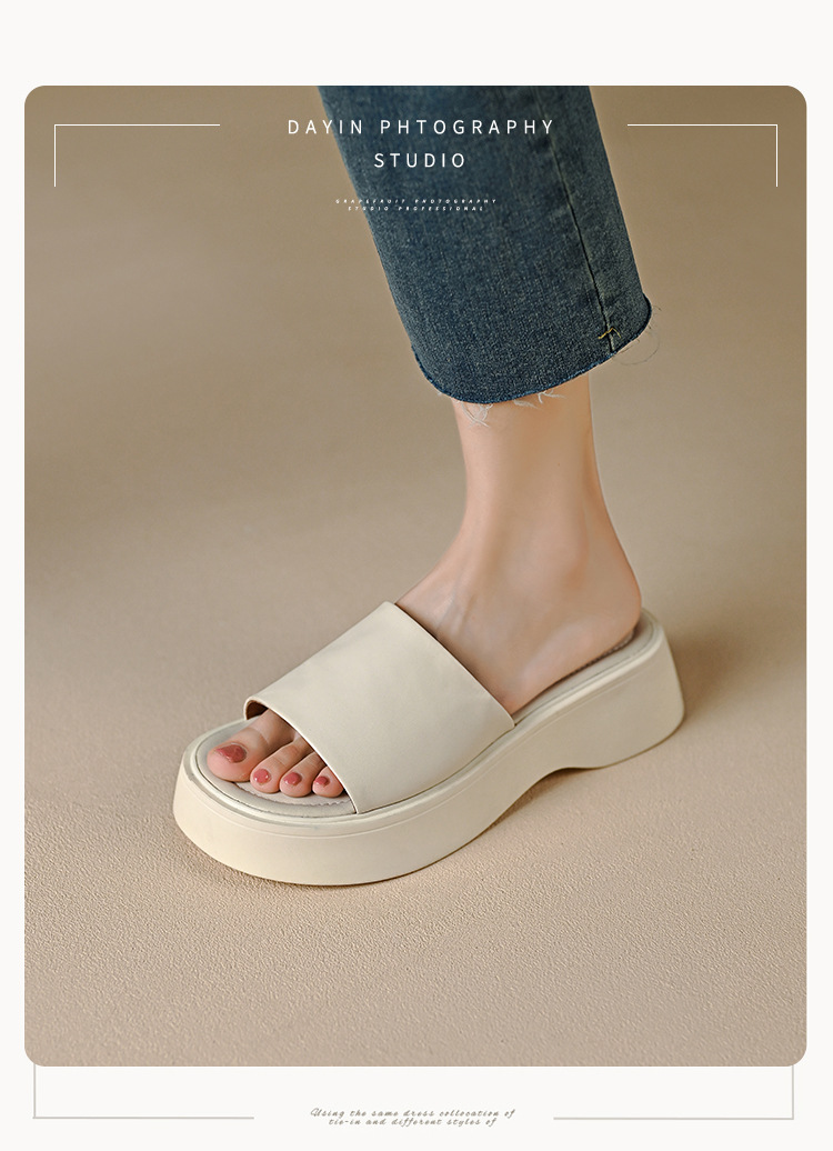 Dép sandal nữ xỏ ngón đế dày 3 cm, quai ngang mềm, chống trượt — màu đen, Trắng kem-, bạc, màu mơ chi tiết 4