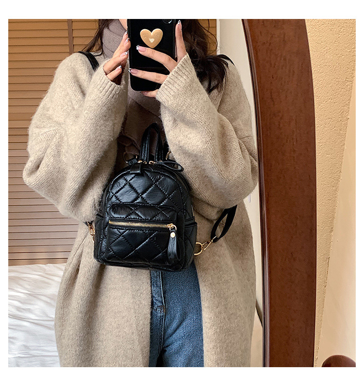 Lingge New Winter Fashion Solid Color Backpack Short-distance Travel Bag One-shoulder Hand Carry display picture 4