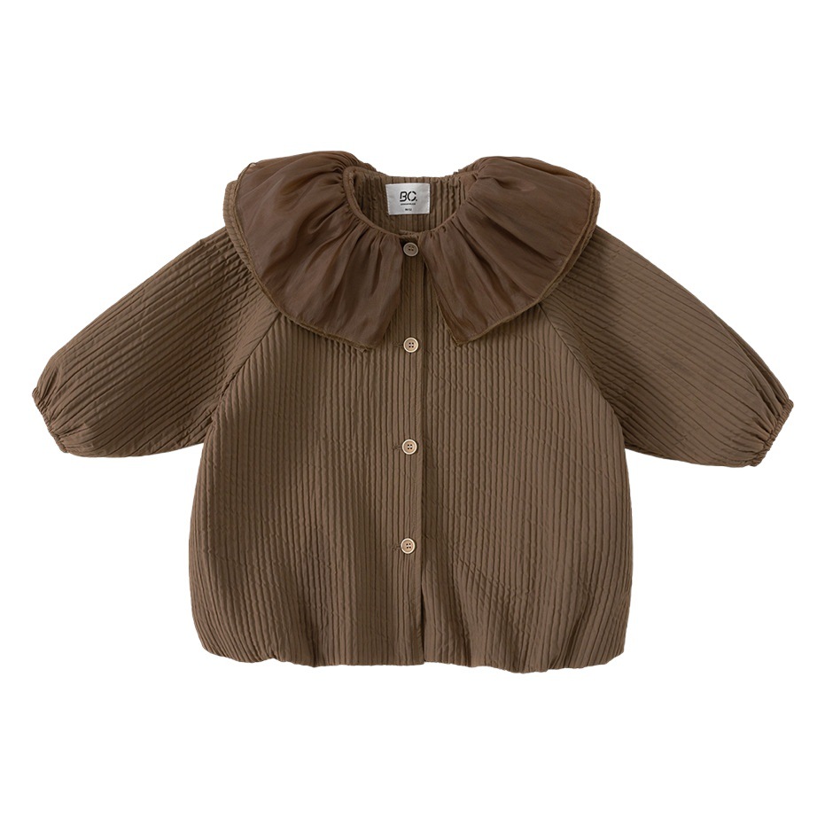 Babycity bebé niña primavera Top hoja de loto collar de la muñeca de encaje Niña de manga larga Chaqueta de punto CY23025