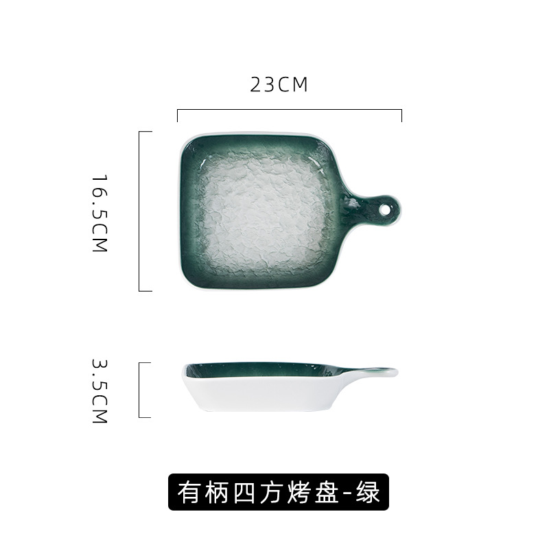 Nordic horno de arroz al horno tazón de cerámica tazón de ensalada de frutas tazón de desayuno hogar hornear sola manija placa de hornear Placa de raqueta de oscilación