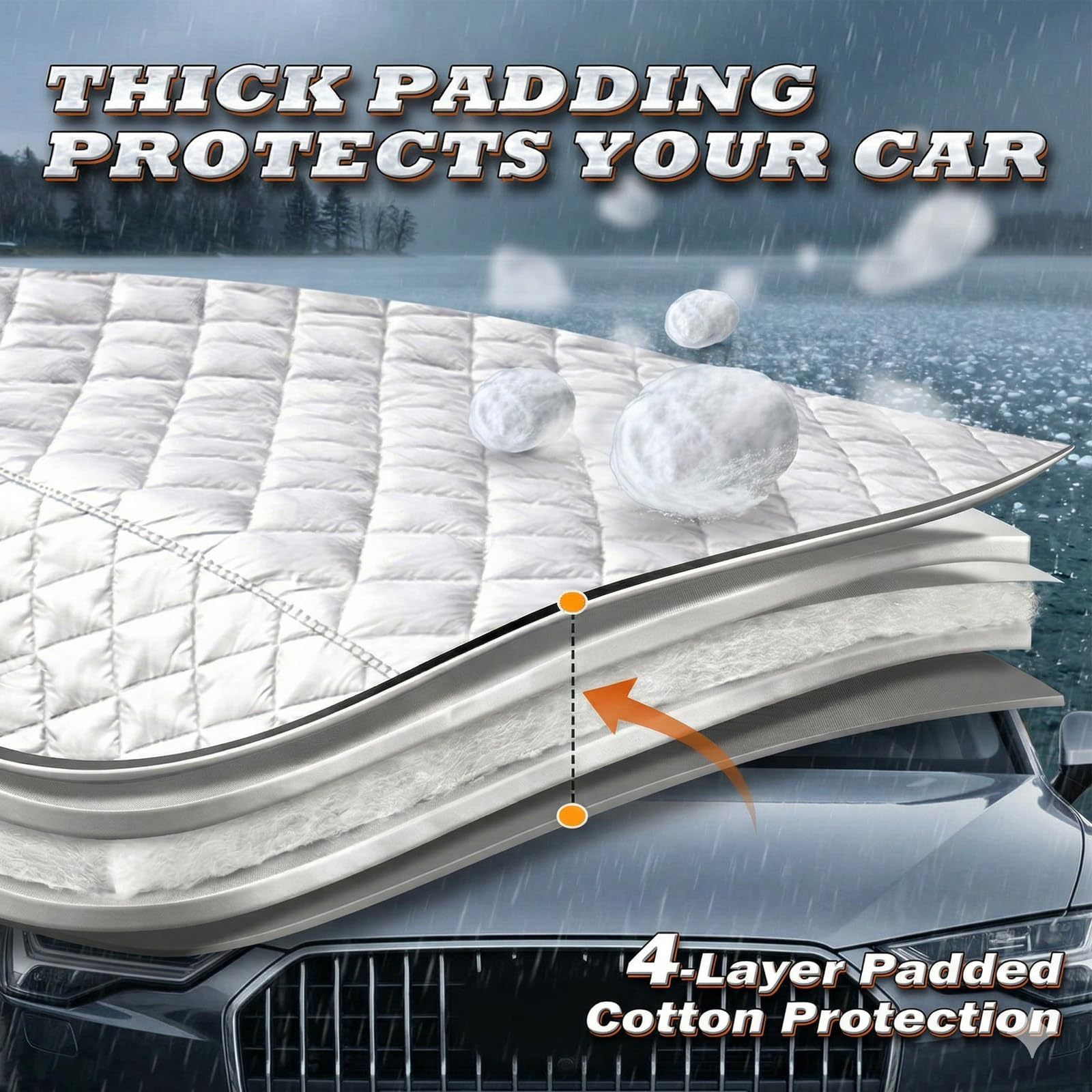 Winter Snow Cover, New Model Front Cover, Thickened Heat Insulation, Anti-Snow, Anti-Freeze, Anti-Rain, Car Sunshade, Car Snow Cover