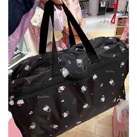 日系凯蒂猫卡通可爱旅行包大容量可折叠行李包健身包可挂行李A23
