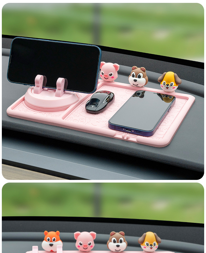 Cartoon Car Anti-Slip Mat, New Model for Car Dashboard, Multifunctional Navigation Holder, Cute Style, Cross-Border Shipping
