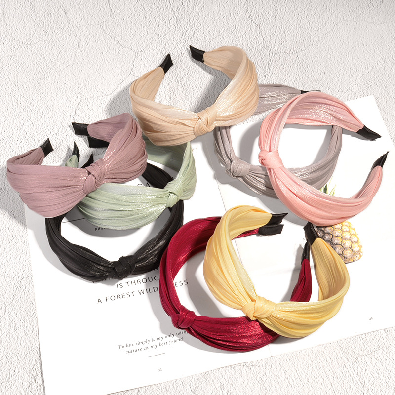 Korean Solid Color Bright Silk Knotted Hairband display picture 12