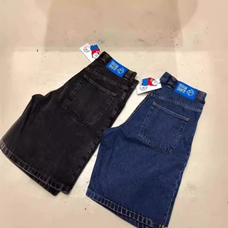美式极地大男孩嘻哈刺绣宽松牛仔短裤男款休闲百搭五分裤潮男运动