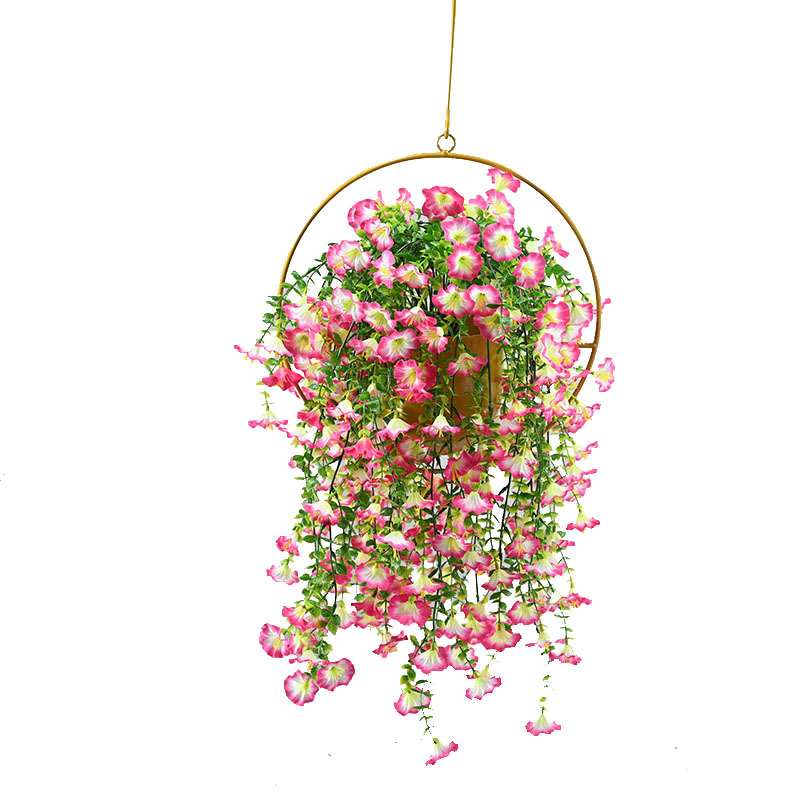 Simulación transfronteriza de Amazon flor de trompeta de 45 ojos flor falsa flor artificial colgante de pared decoración del hogar interior y exterior gloria de la mañana