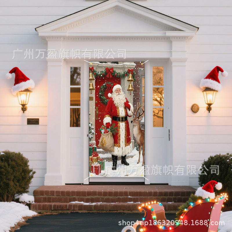 Amazon クロスボーダー新製品クリスマスドアカーテンフラグ屋外写真撮影クリスマスパーティーエルフお祝い装飾|undefined
