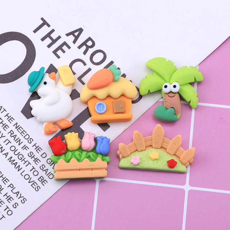 New resin accessories baby duck carrot house diy cream glue mobile phone case hair rope refrigerator sticker hole shoes