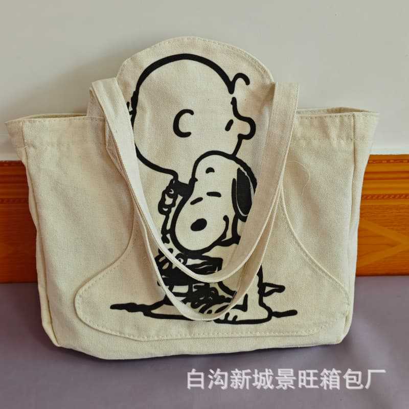 New Canvas Bag for Women, Trendy 3D Snoopy Canvas Tote Bag, Cartoon Cute Large Capacity Shoulder Bag