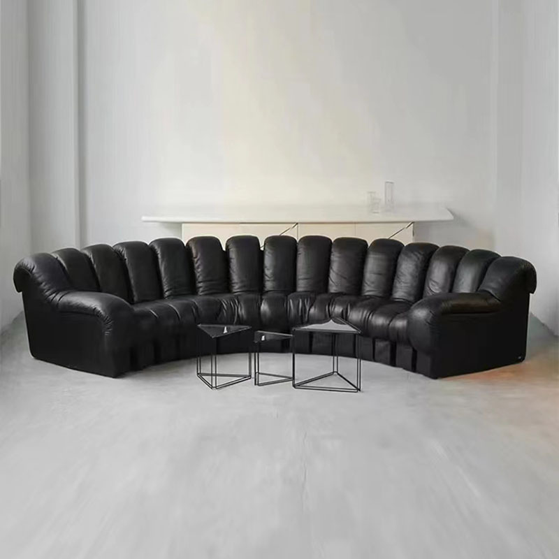 Scandinavian New Arc-Shaped Leather Sofa Modern Ktv Club Hotel Multi-Person Leisure Fan-Shaped Combination Sofa