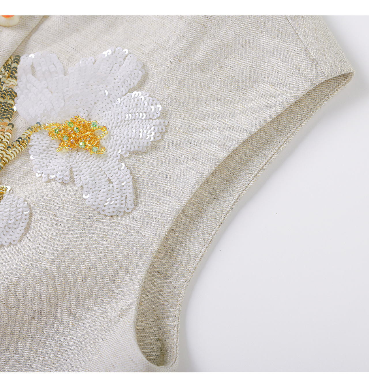 Bộ áo gile thêu sequin kết hợp quần lụa mơ mùa hè nữ — màu mơ chi tiết 20