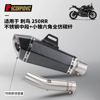 for Kawasaki Kymai 250Rr, Motorcycle exhaust pipe - thornbird-250rr-middle-section-small-cone-hexagonal-full-imitation-carbon-fiber