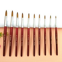 源头工厂美甲水晶笔红木杆圆头雕花笔指甲延长水晶液铺粉笔刷工具