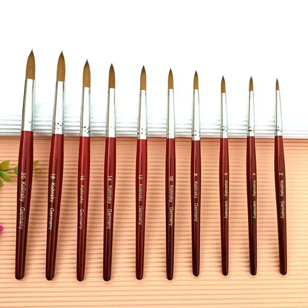 Source Factory Manicure Crystal Pen Mahogany Pole Round Head Carving Pen Nail Extension Crystal Liquid Chalk Brush Tool