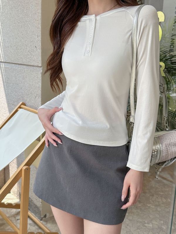 莱赛尔打底衫女春秋季薄款内搭上衣2025新款螺纹正肩修身显瘦T恤|undefined