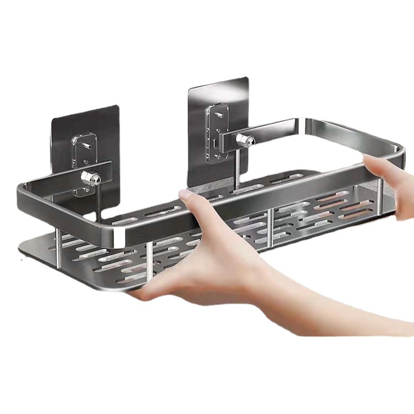 Baño Cocina rack de almacenamiento sin punzonado ventosa rack de almacenamiento rectangular sin costura