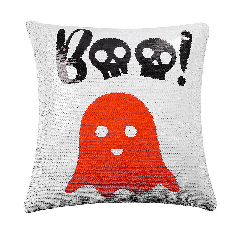 クロスボーダーハロウィン枕スパンコールゴーストリバーシブル枕クッションクッションカバー卸売ソファ枕カバー|undefined