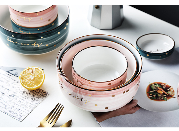 碗碟套装北欧创意个性家用轻奢陶瓷碗筷碗盘精致网红餐