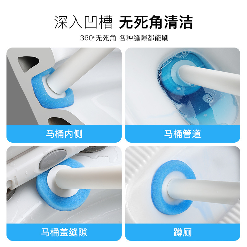 Cepillo de inodoro desechable hogar sin ángulo muerto cepillo de inodoro reemplazo traje de cabeza colgante de pared artefacto de limpieza de inodoro