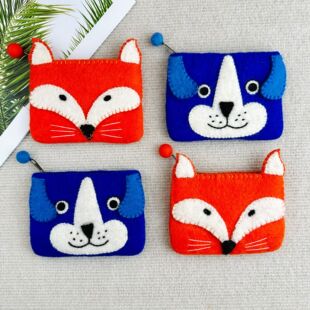 Handmade wool felt creative puppy coin purse cartoon Q cute creative gift card bag