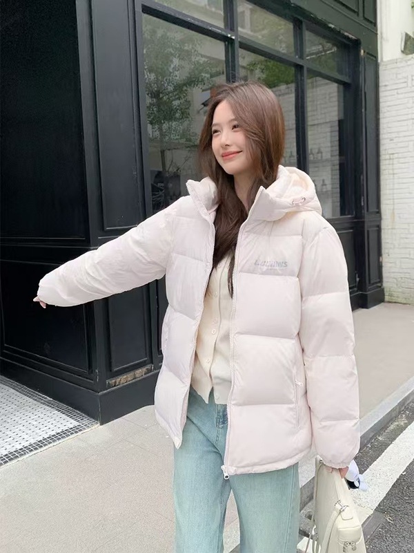 2025年新款羽绒服女短款连帽冬季加厚宽松面包服情侣款小个子外套|undefined
