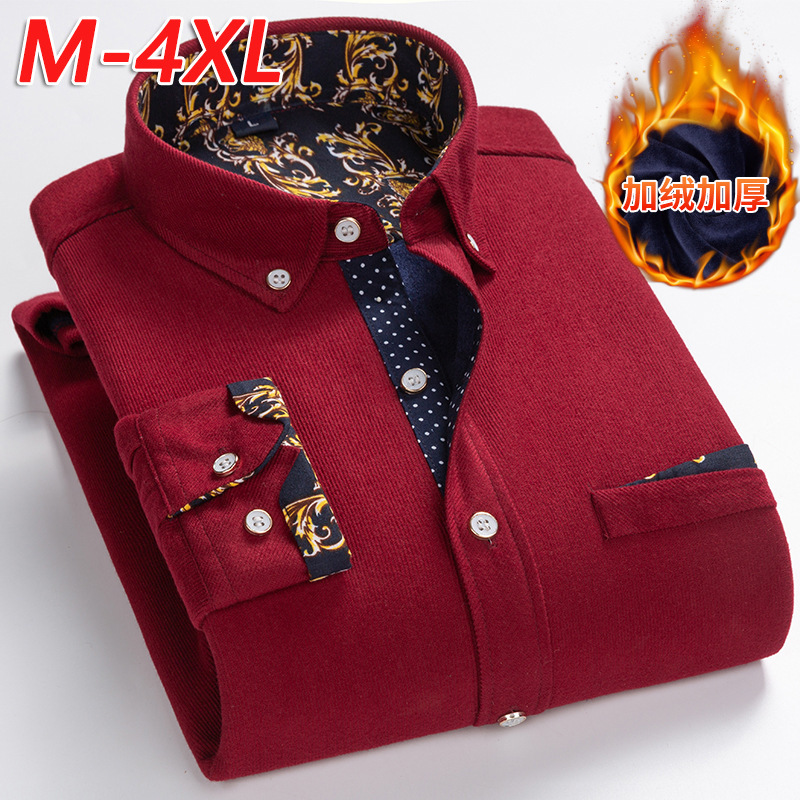 Winter Corduroy Velvet Warm Shirt Men's Long-Sleeved Daddy Clothing for Young and Middle-Aged Men's Thickeneded Warm Shirt Dropshipping Winter Corduroy Velvet Warm Shirt Men's Long-Sleeved Daddy Clothing for Young and Middle-Aged Men's Thickeneded Warm Shirt Dropshipping