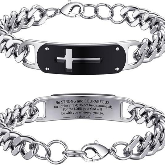 Set collana e bracciale a catena cubana da uomo in acciaio_voghion.com