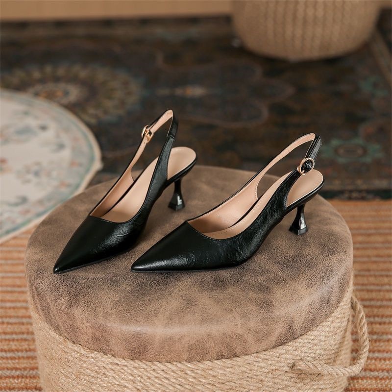 Trendy One-Strap Sandals for Women, Summer 2026 New French Style Pointed Toe High Heels with Thin Heels
