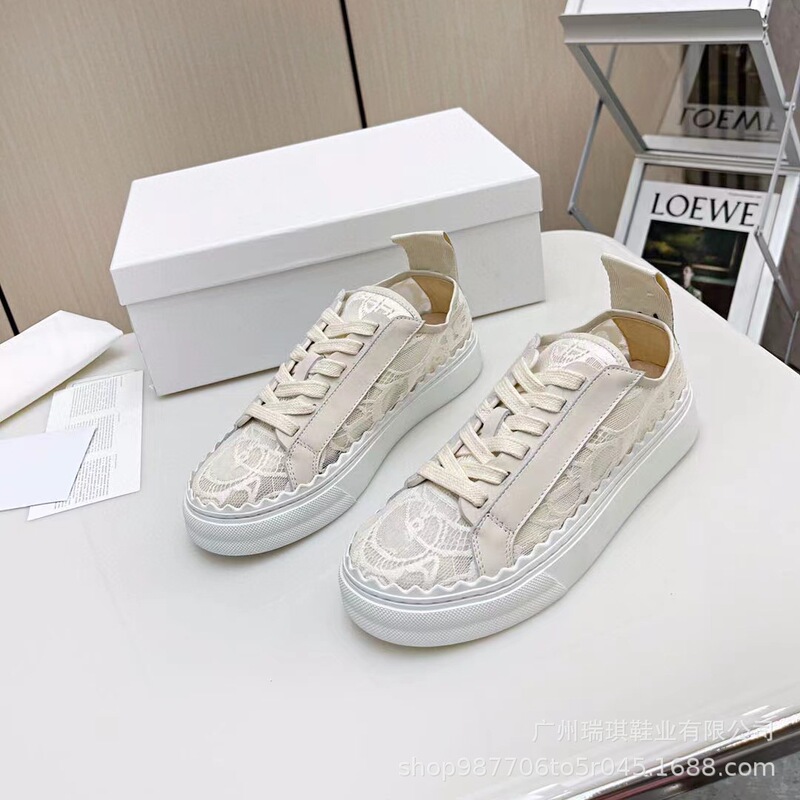 23 Spring and Summer New Mesh Shoes Casual Fashion Lace Flat Women's Shoes Kou Lace Mesh Round Head Low Women's Shoes