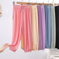 Cross-border children's clothing, children's pants, girls' mosquito-proof pants, stylish and trendy, ice silk summer thin version, baby loose lantern pants