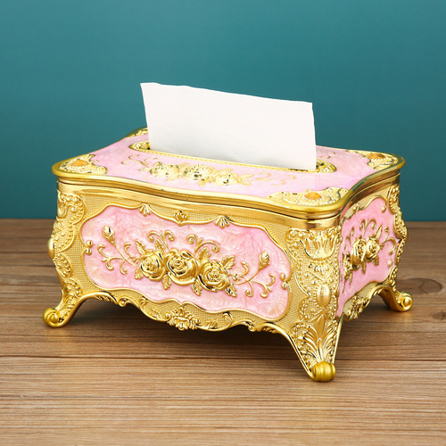 European-style tissue box for home living room, creative lightweight luxury tissue box, napkin box for restaurant, hotel, KTV decoration