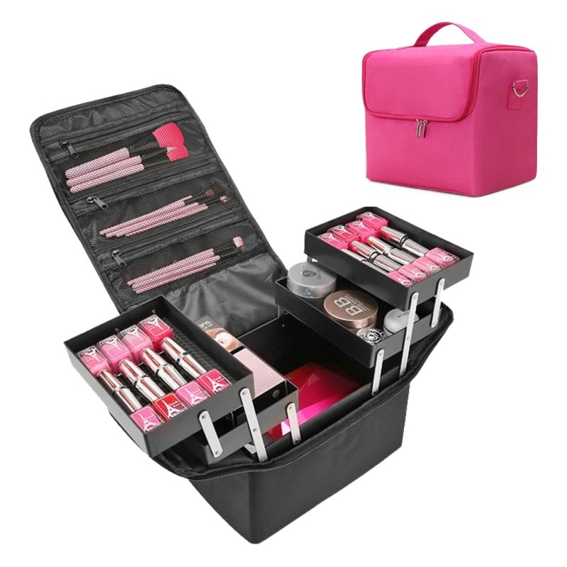 Bolsa de tela pequeña portátil de gran capacidad, caja de herramientas para tatuajes, manicura, belleza, peluquería, maquillaje, bolsa de almacenamiento semipermanente para cosméticos