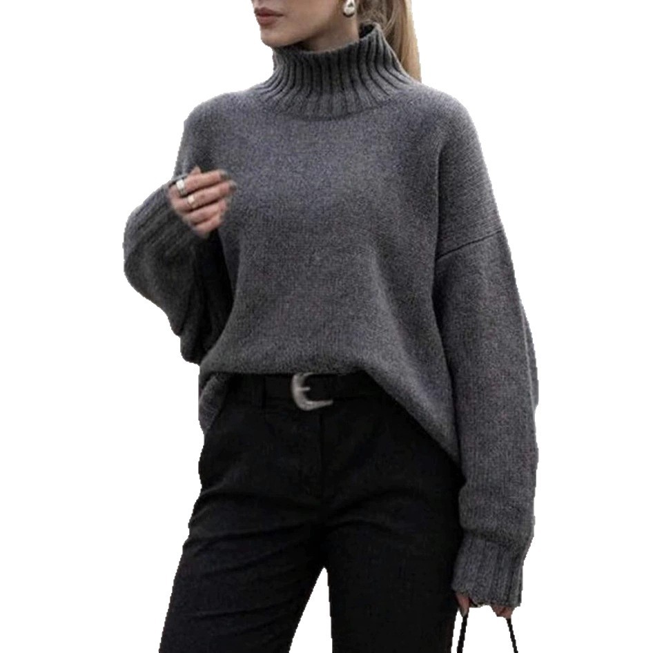Women's Clothing Classic Half-High Neck Sweater – Soft Thread Knit Pullover For Women (S/M/L/XL)_voghion.com