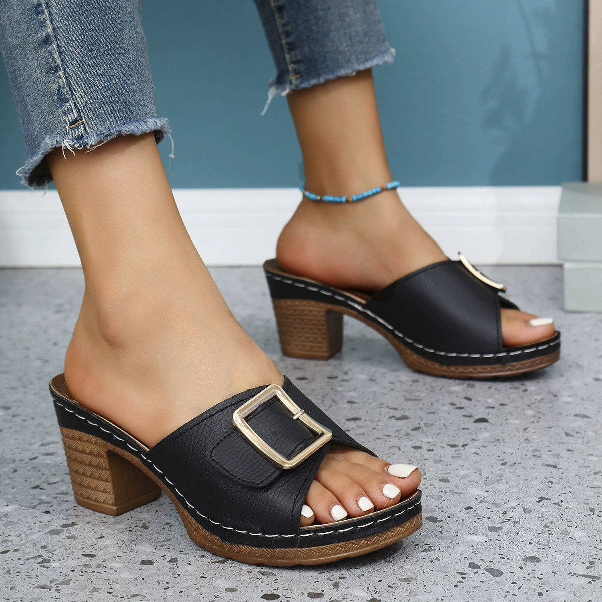 Slippers, summer high footwear, European style, plus size