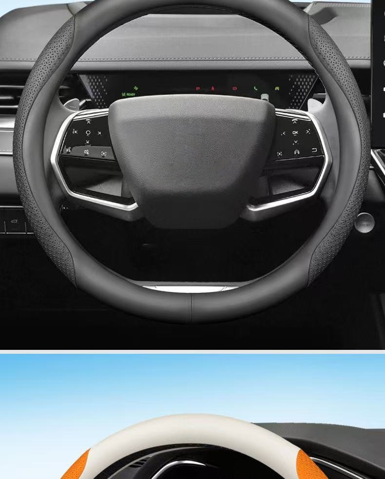 Car Steering Wheel Cover for Men and Women, Universal for All Seasons, New Breathable, Non-Slip, Sweat-Absorbent Round D-Shaped High-End Ultra-Thin Handle Cover