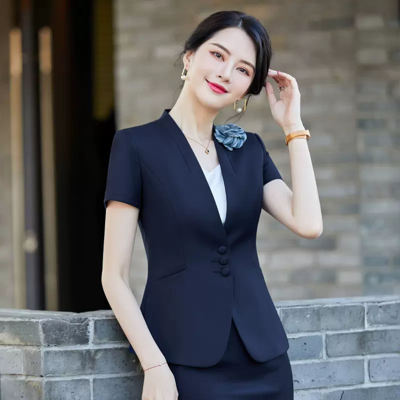 职业套装女气质灰色西装金店4S保险工装酒店前台领班美容师工作服