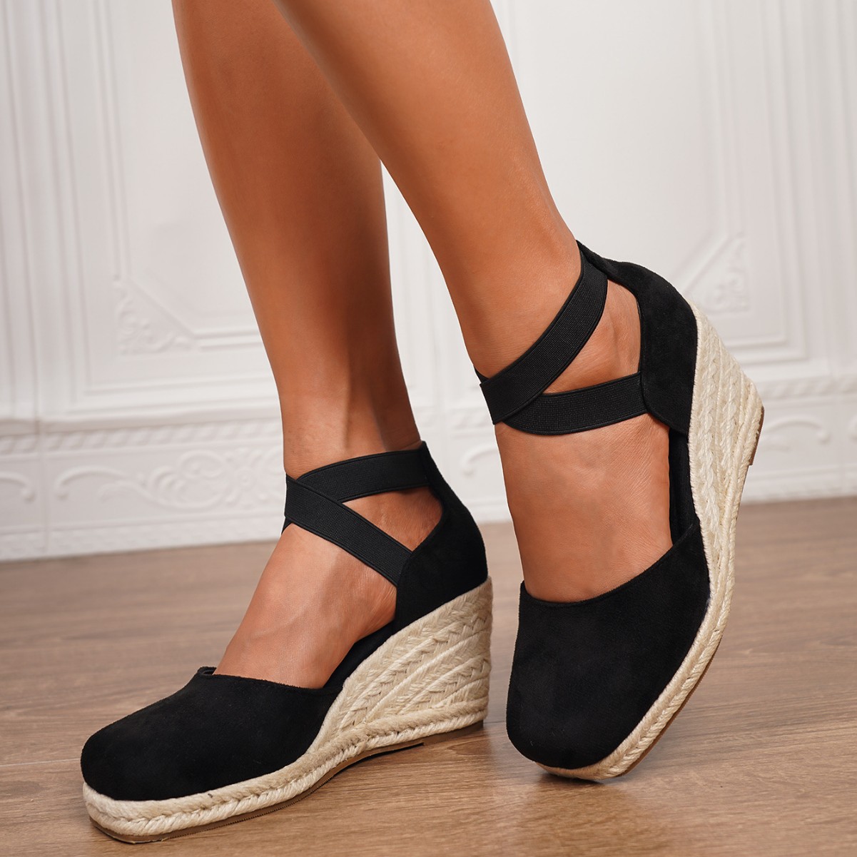 Womens Wedge Sandals Summer Platform Thick Sole Buckle Heels_voghion.com
