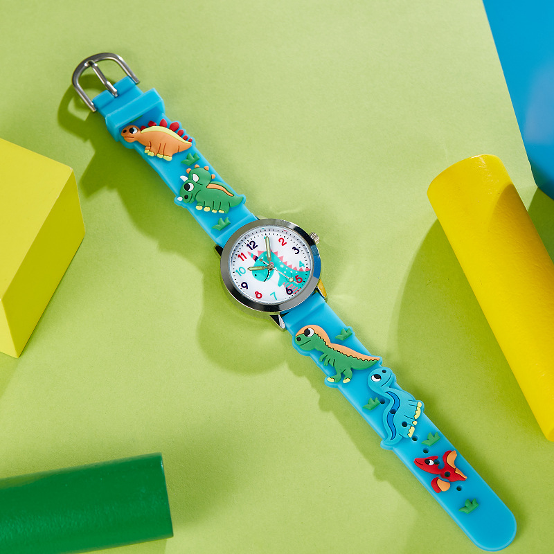 Ordinary Glass Mirror Material Pu Strap Material Cartoon Style Cute Dinosaur Buckle Pu Strap Quartz Watch